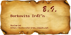 Borkovits Irén névjegykártya